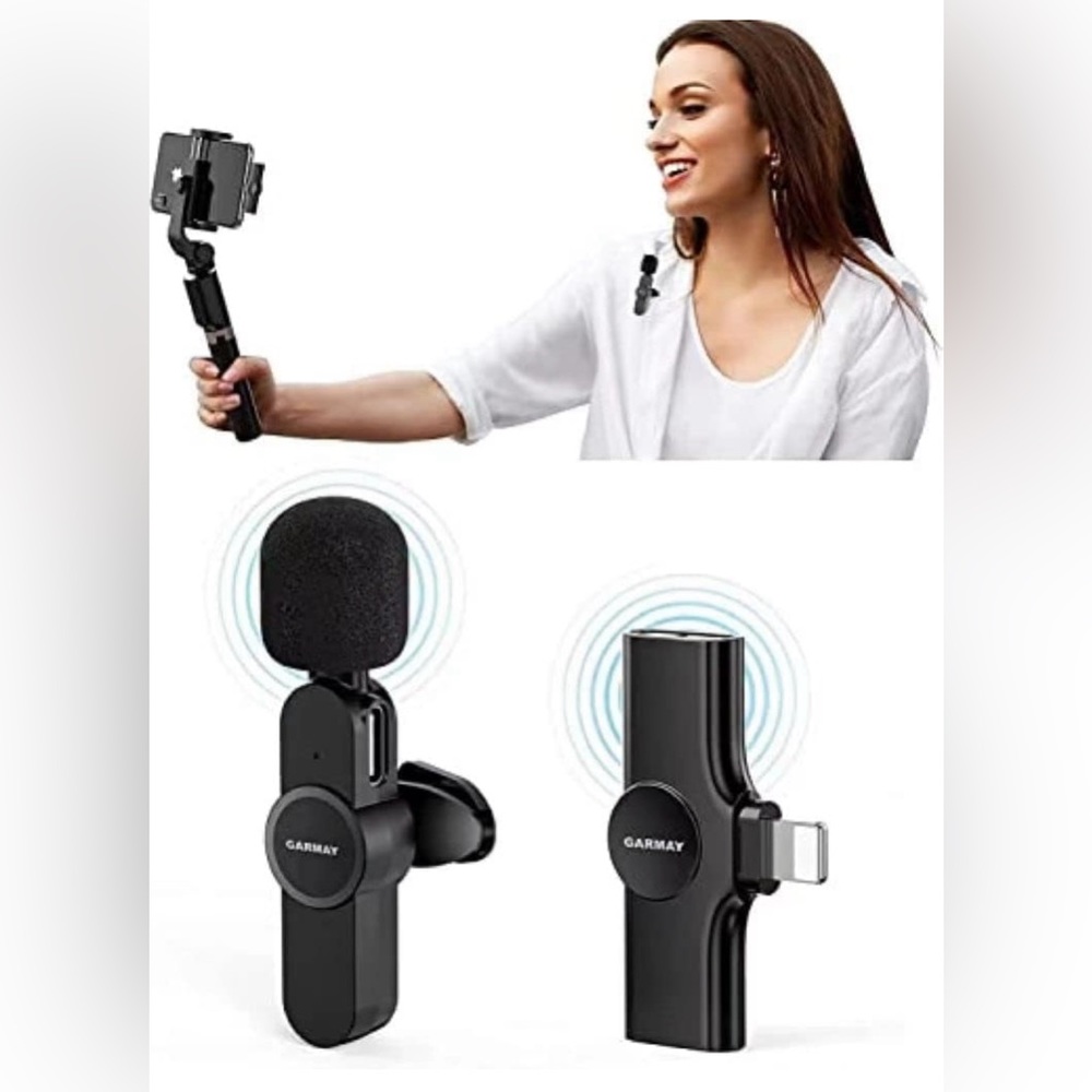 GARMAY Plug-Play Wireless Lavalier Microphone for iPhone iPad